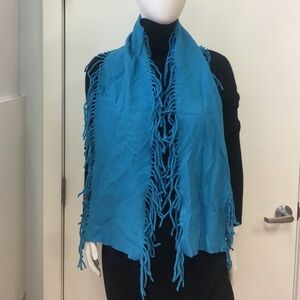 Peter Elliot Teal 100% Cashmere Fringe Scarf One Size